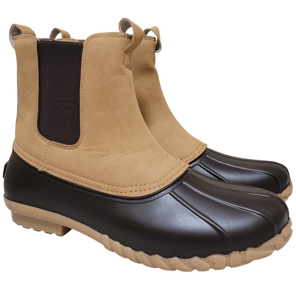 JBU Men Milton Waterproof Chelsea Duck Boots Size US 12M Dark Brown Beige